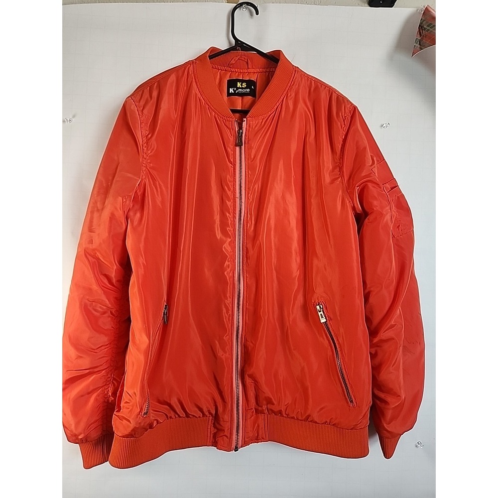 Bomber Jacket Coral Orange Full Zip K's More Punk Women's Medium FAST SHIPPING!